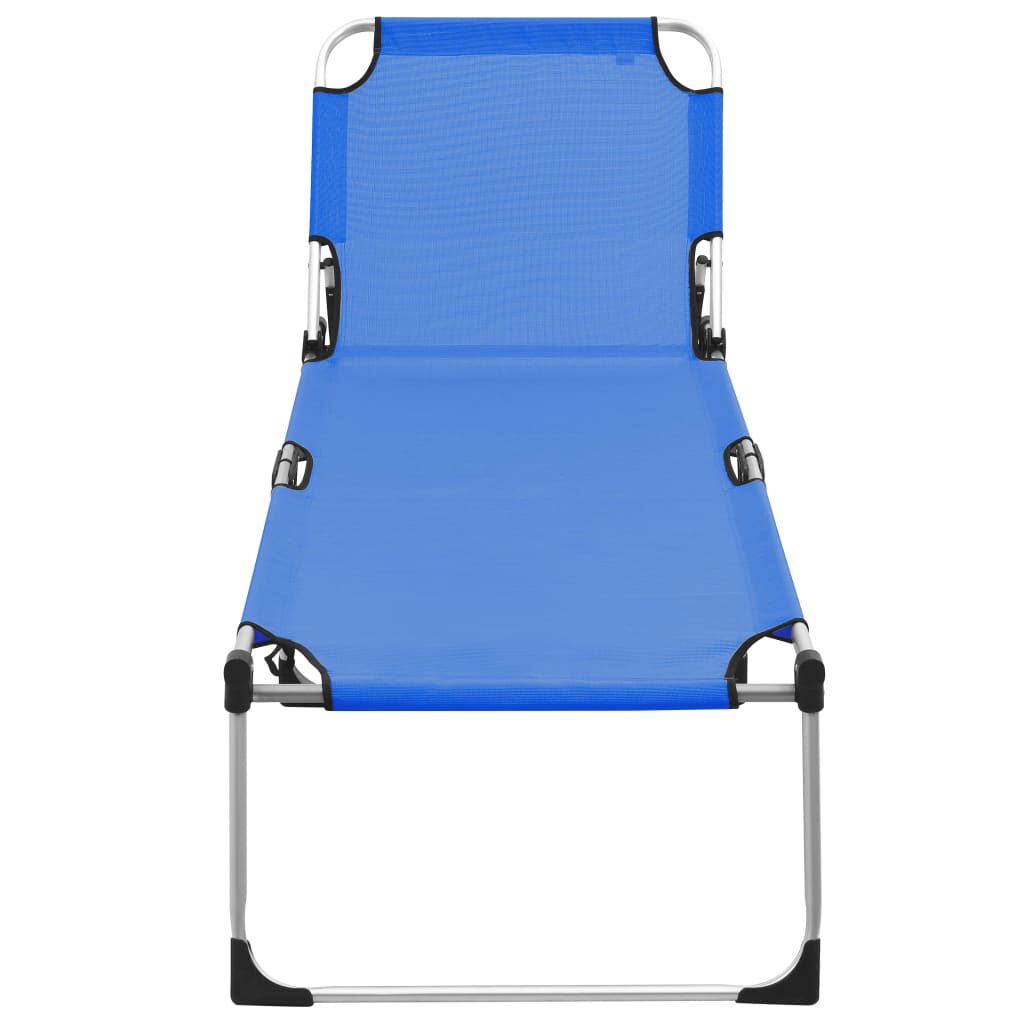 vidaXL Senioren-Sonnenliege Extra Hoch Klappbar Blau Aluminium