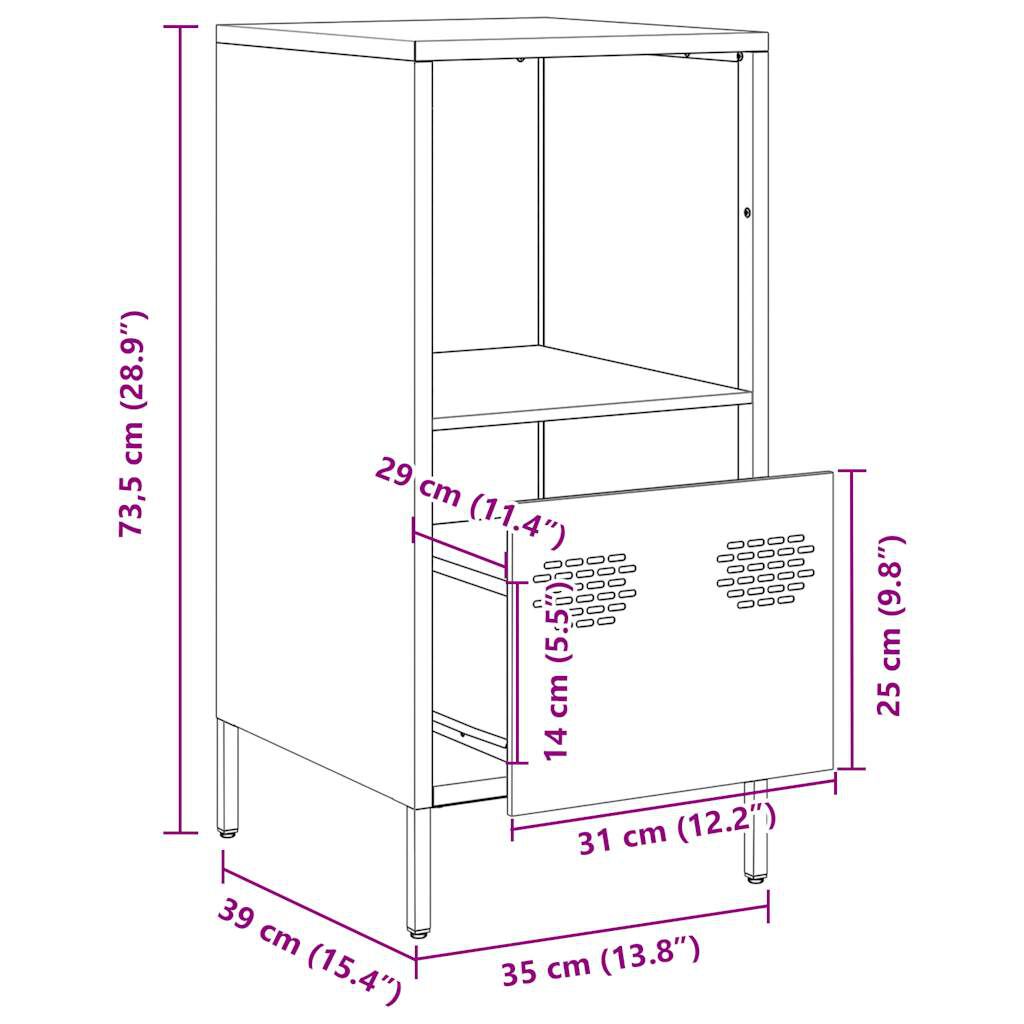 vidaXL Sideboard Senfgelb 35x39x73,5 cm Kaltgewalzter Stahl