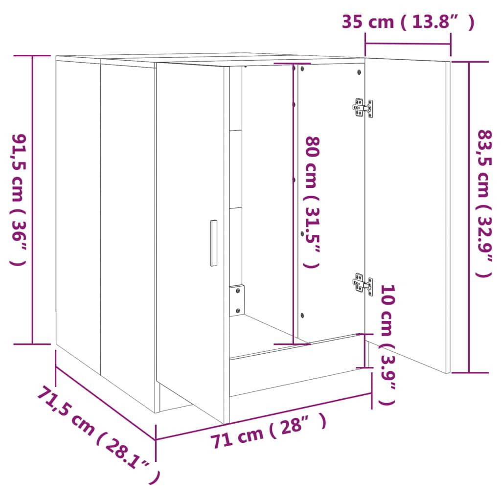 vidaXL Waschmaschinenschrank Räuchereiche Holzwerkstoff