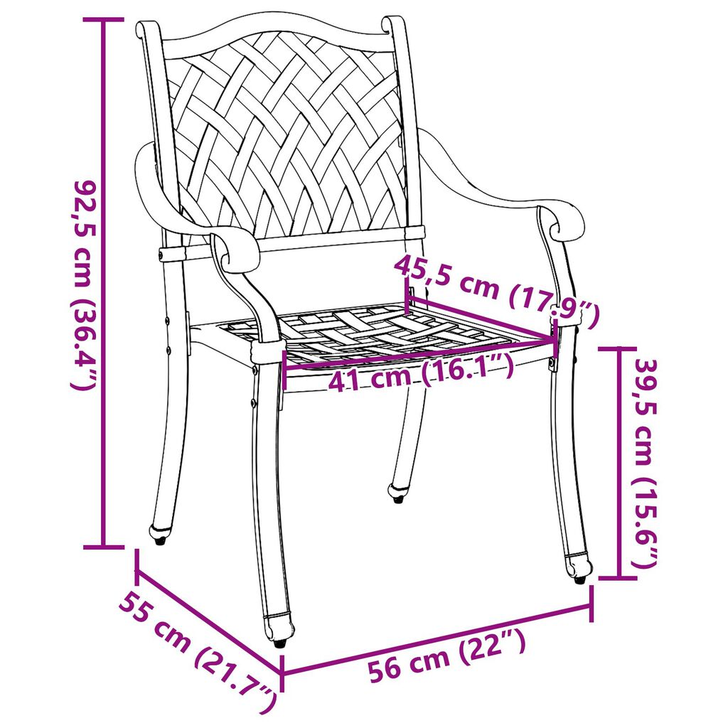 vidaXL Gartenstühle 2 Stk. Bronzen Aluminiumguss