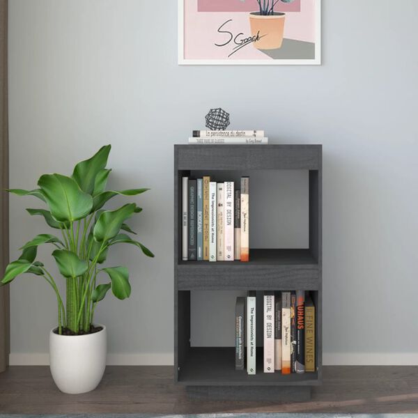 vidaXL Bücherregal Grau 40x35x71 cm Massivholz Kiefer