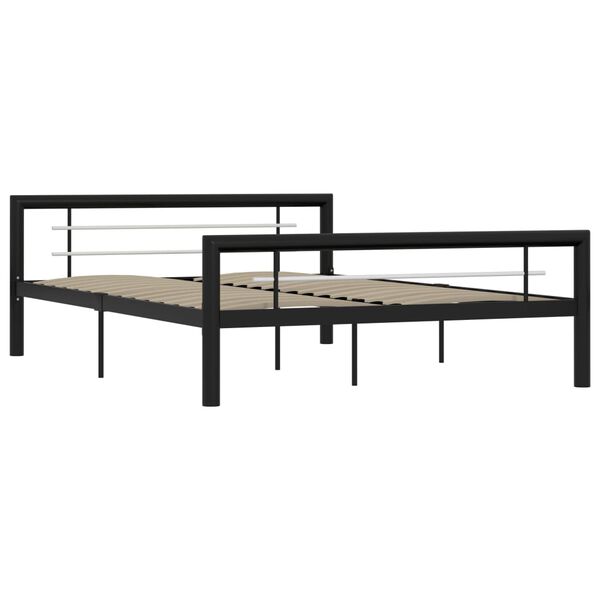 vidaXL Bettgestell Schwarz und Weiß Metall 160×200 cm