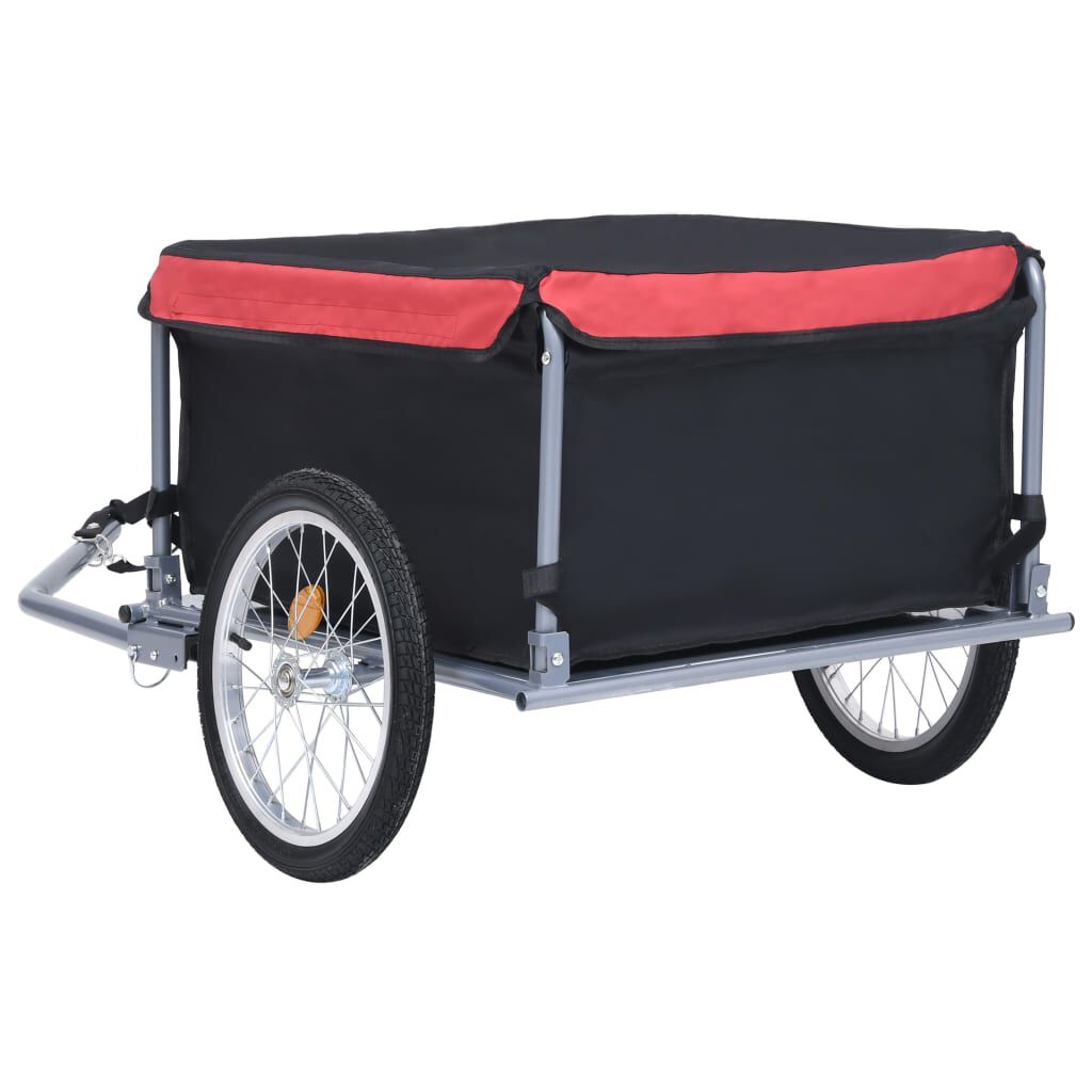 vidaXL Fahrradanhänger Schwarz und Rot 65 kg