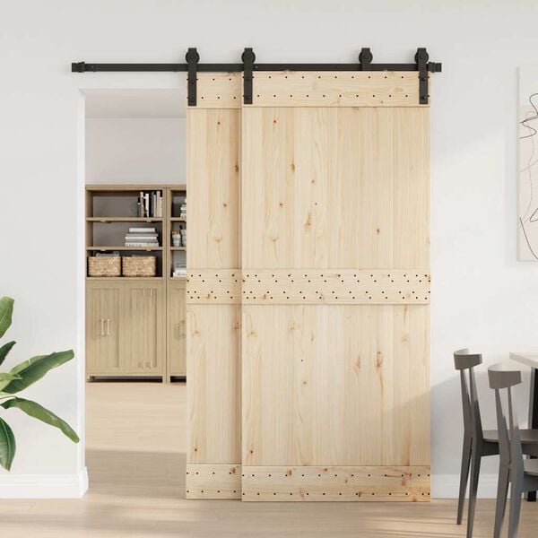 vidaXL Schiebetürbeschlag-Set 183 cm Stahl Schwarz