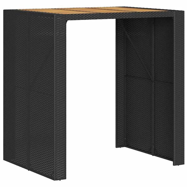 vidaXL 3-tlg. Gartenbar-Set ohne Kissen Schwarz Poly Rattan Akazie
