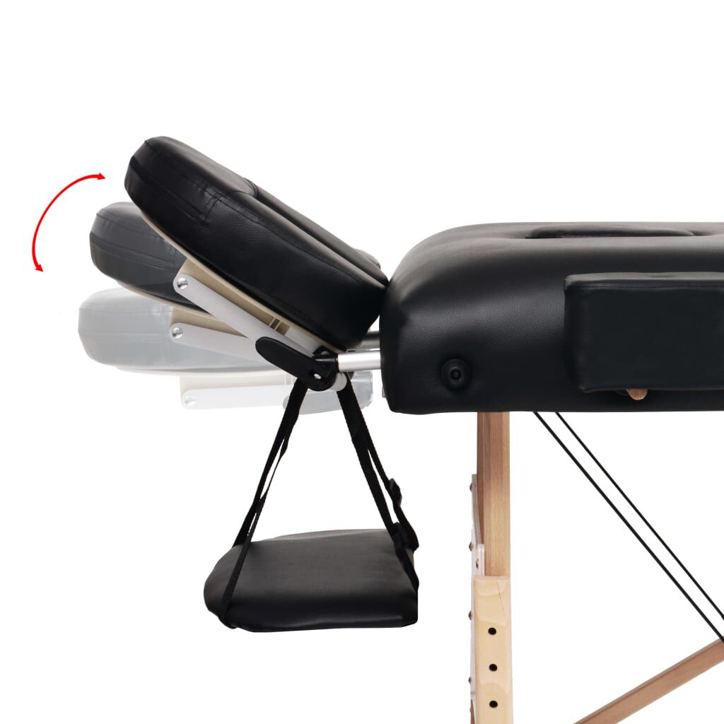 vidaXL Massageliege 3-Zonen mit Hocker Klappbar 10 cm Sitz Schwarz