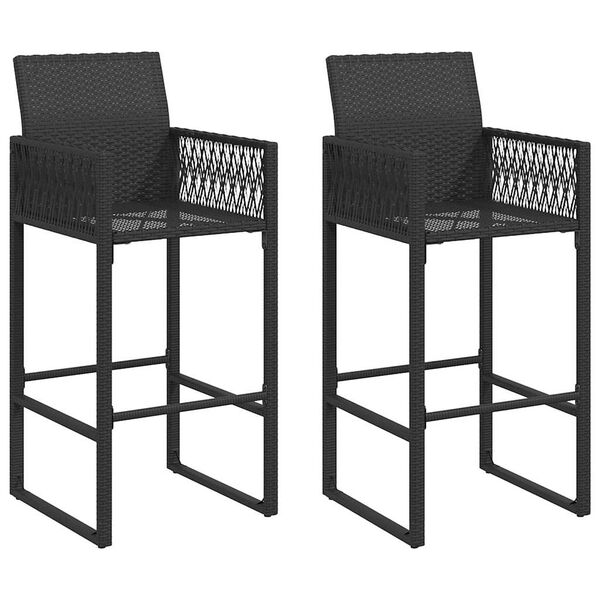 vidaXL 3-tlg. Gartenbar-Set ohne Kissen Schwarz Poly Rattan Akazie