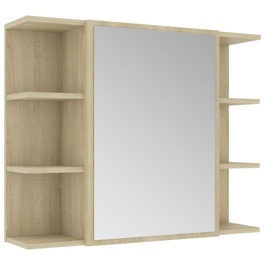 vidaXL Bad-Spiegelschrank Sonoma-Eiche 80x20,5x64 cm Holzwerkstoff