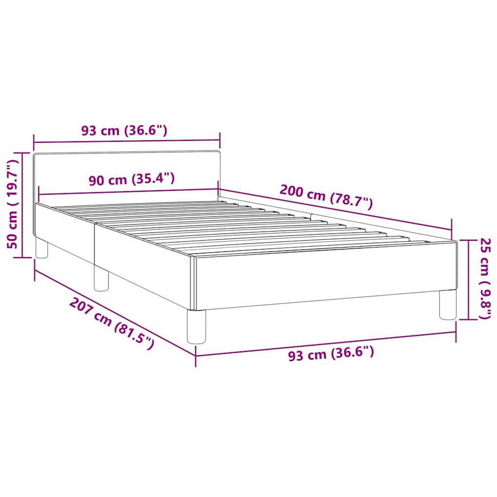 vidaXL Bettgestell mit Kopfteil ohne Matratze Rosa 90x200 cm Samt