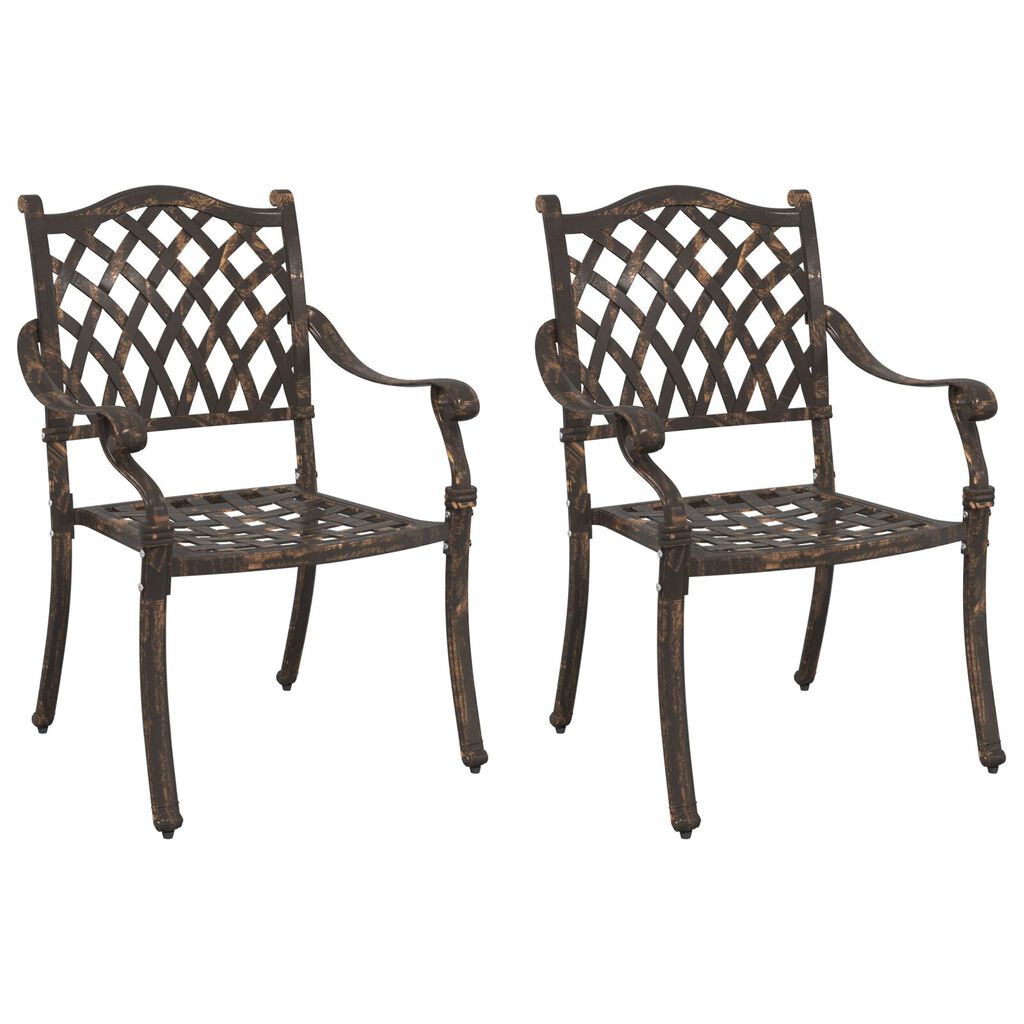 vidaXL Gartenstühle 2 Stk. Bronzen Aluminiumguss
