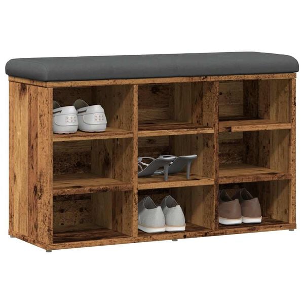 vidaXL Schuhbank Altholz-Optik 82x32x50 cm Holzwerkstoff