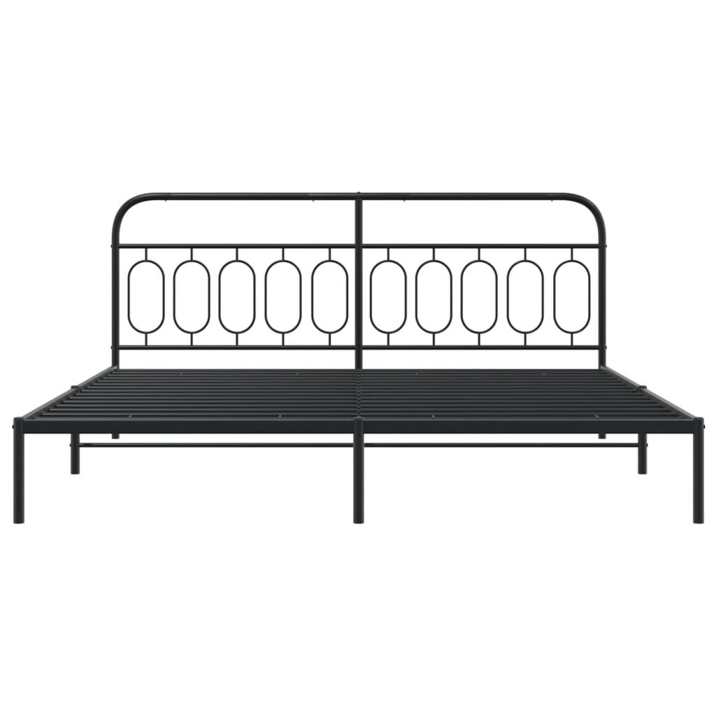 vidaXL Bettgestell mit Kopfteil Metall Schwarz 200x200 cm