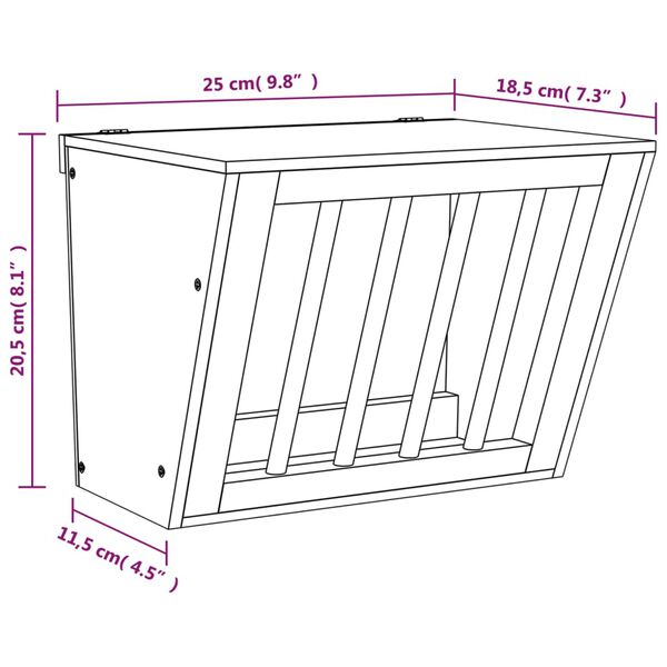 vidaXL Heuraufe für Kaninchen 25x18,5x20,5 cm Massivholz Tanne