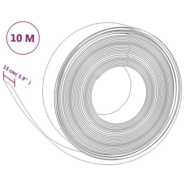 vidaXL Rasenkante Grau 10 m 15 cm Polyethylen