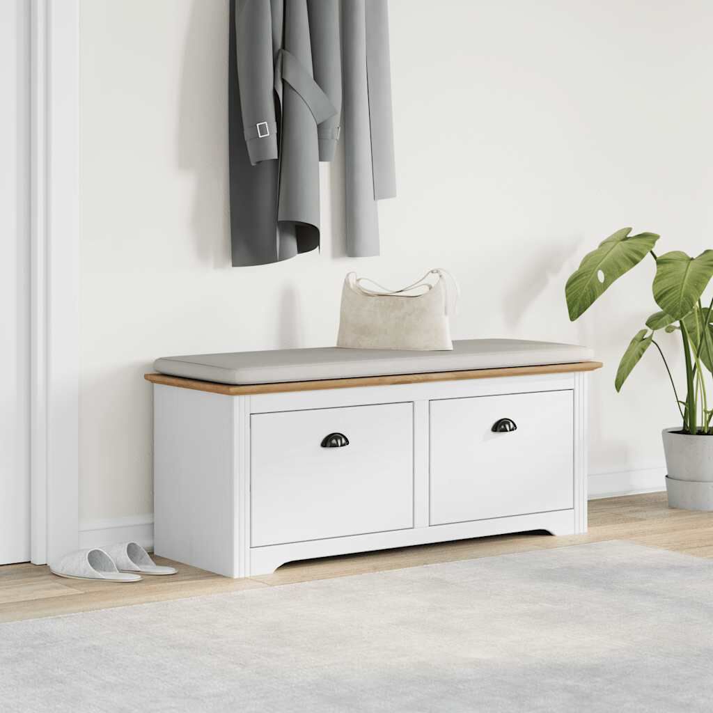 vidaXL Flurbank BODO Weiß und Braun 114x40x45 cm