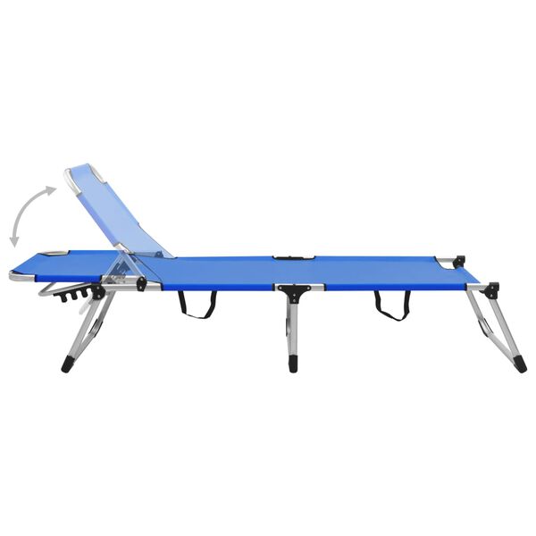 vidaXL Senioren-Sonnenliege Extra Hoch Klappbar Blau Aluminium