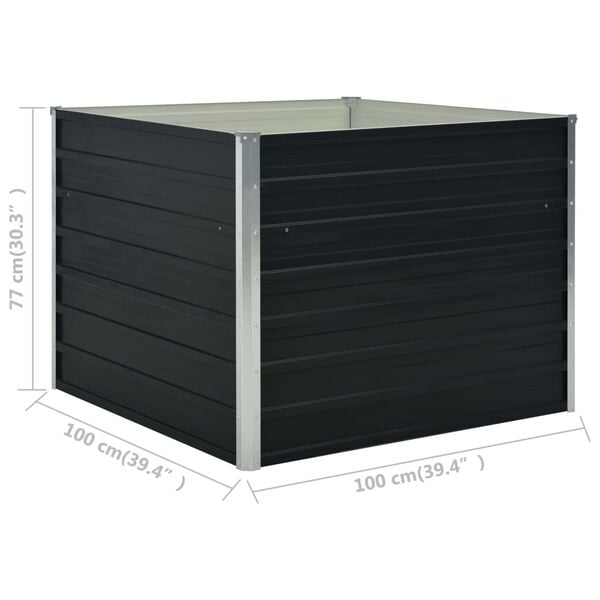 vidaXL Hochbeet Anthrazit 100 x 100 x 77 cm Verzinkter Stahl