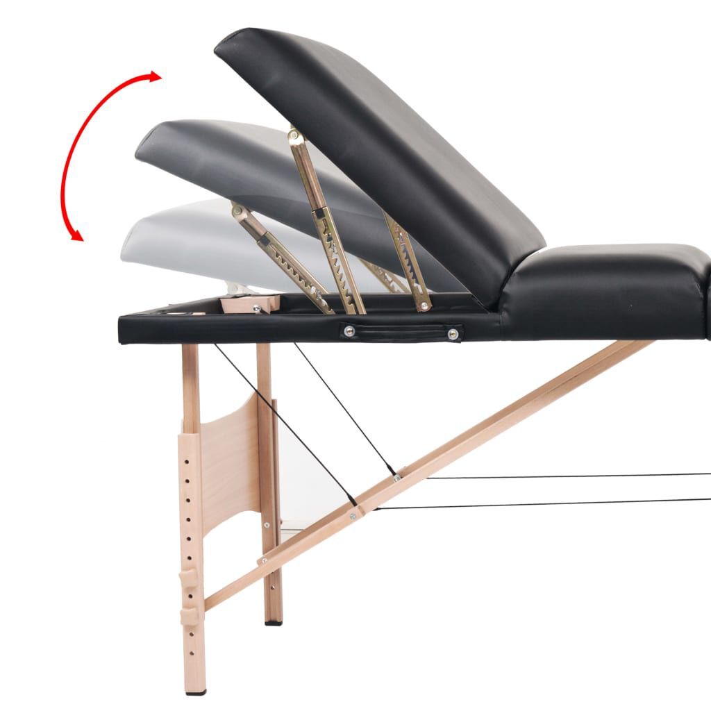 vidaXL Massageliege 3-Zonen mit Hocker Klappbar 10 cm Sitz Schwarz