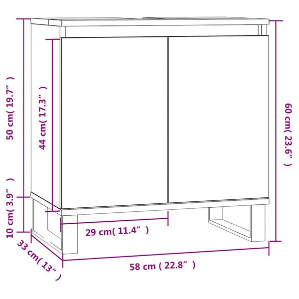 vidaXL Badschrank Braun Eichen-Optik 58x33x60 cm Holzwerkstoff