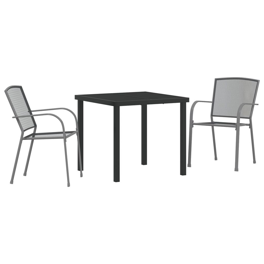 vidaXL 3-teiliges Garten-Essenset Anthrazit Stahl