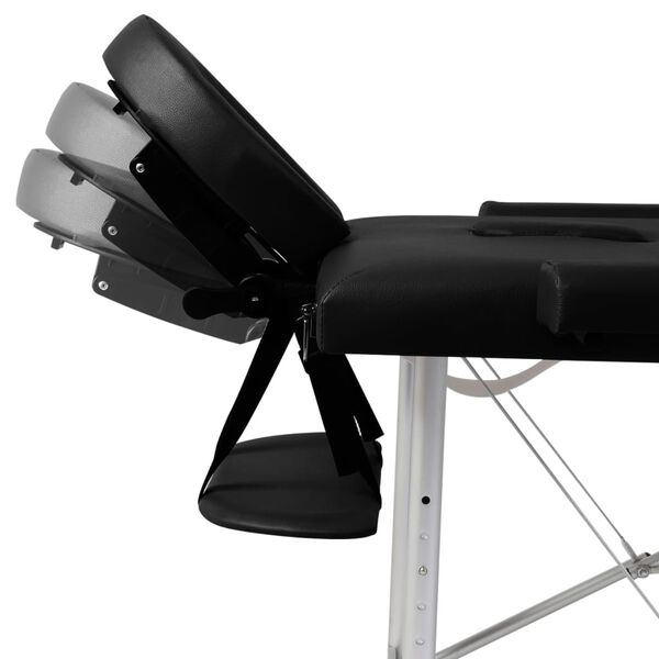 vidaXL Massageliege Klappbar 2-Zonen mit Aluminiumgestell Schwarz