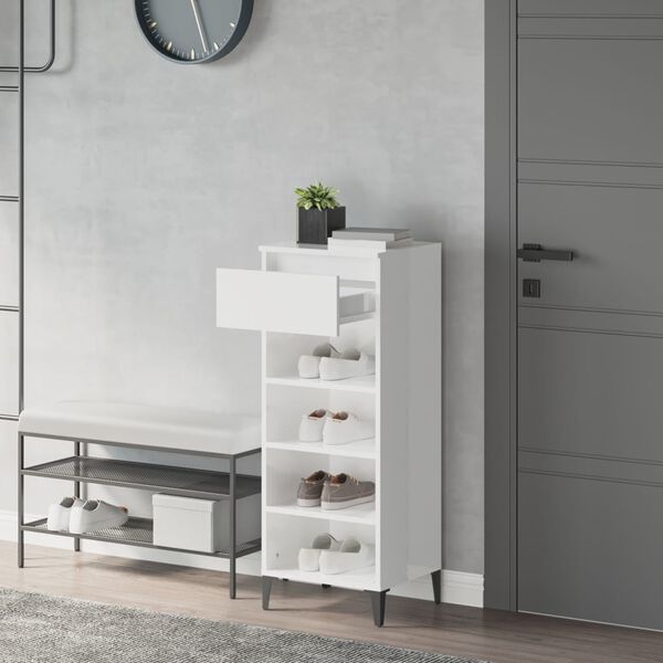 vidaXL Schuhregal Hochglanz-Weiß 40x36x105 cm Holzwerkstoff