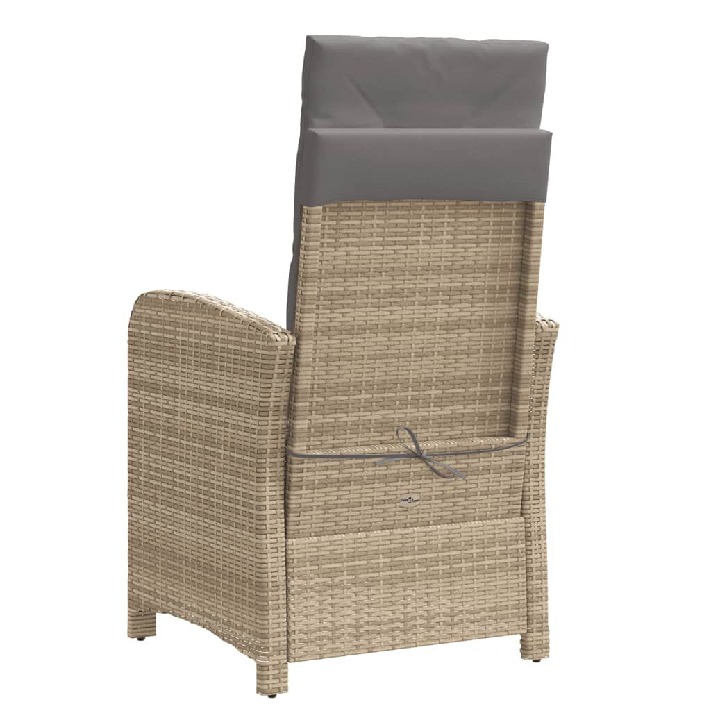 vidaXL Gartensessel mit Fußteil Verstellbar Beigemischung Poly Rattan
