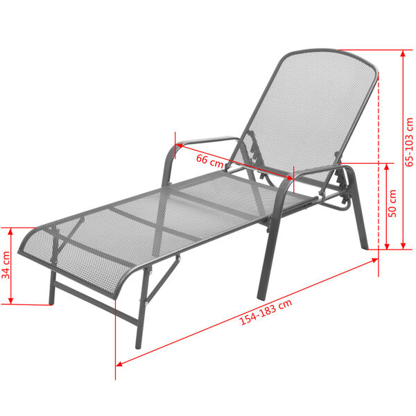 vidaXL Sonnenliegen 2 Stk. mit Tisch Stahl Anthrazit
