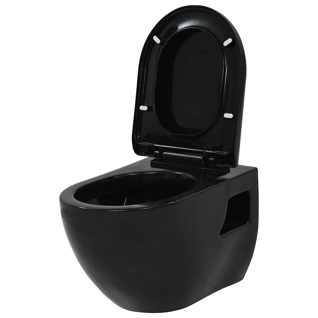 vidaXL Hänge-Toilette mit Einbau-Spülkasten Keramik Schwarz