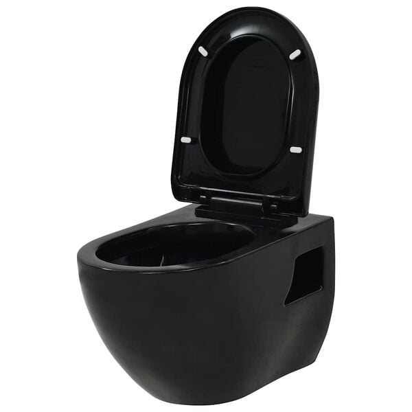 vidaXL Hänge-Toilette mit Einbau-Spülkasten Keramik Schwarz