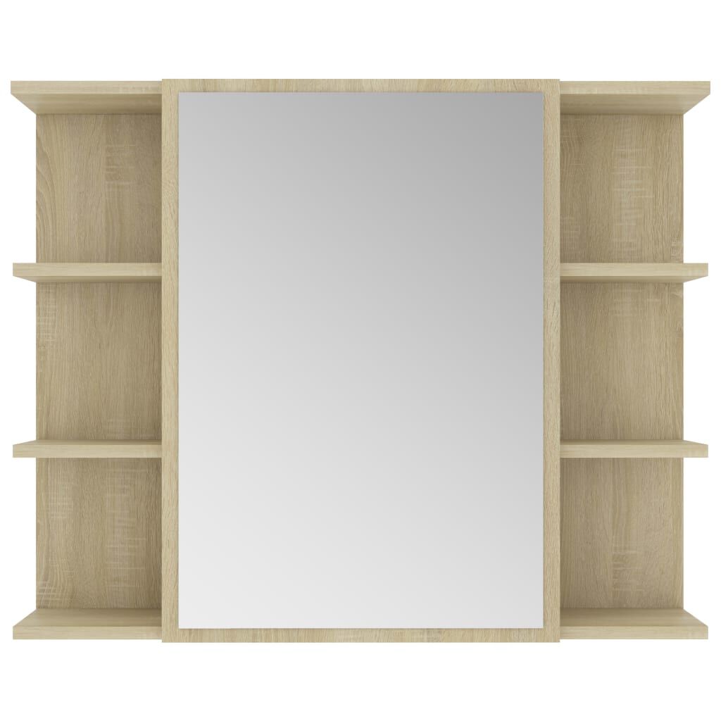 vidaXL Bad-Spiegelschrank Sonoma-Eiche 80x20,5x64 cm Holzwerkstoff